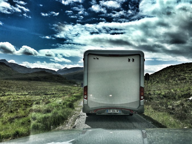 single track road caravan Scotland