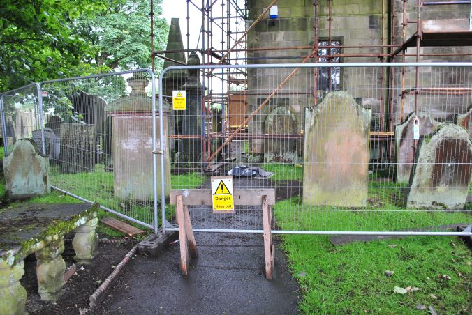 Bauarbeiten Sanquhar Friedhof